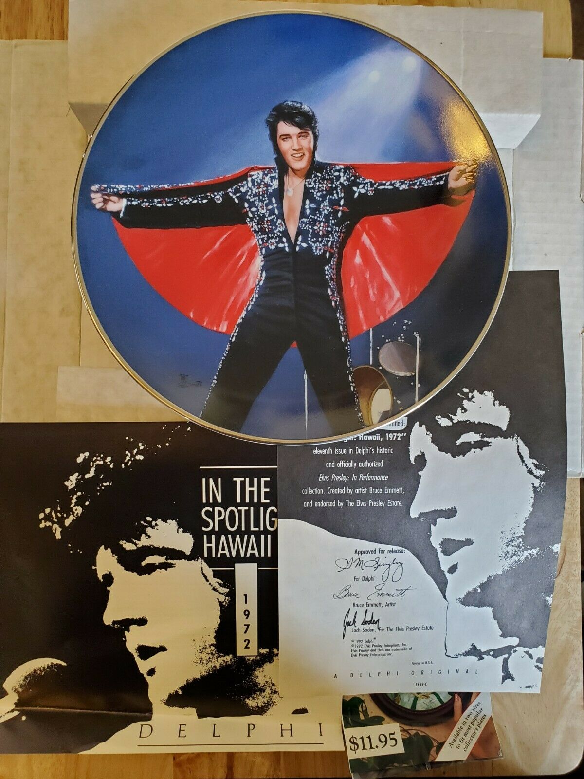 Delphi Elvis Presley In The Spot Light Hawaii 1972 8 Round Plate W/coa 1992