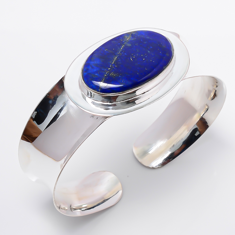 Lapis Lazuli - Afghanistan Gemstone 925 Sterling Silver Cuff Adst. T3041 M1417