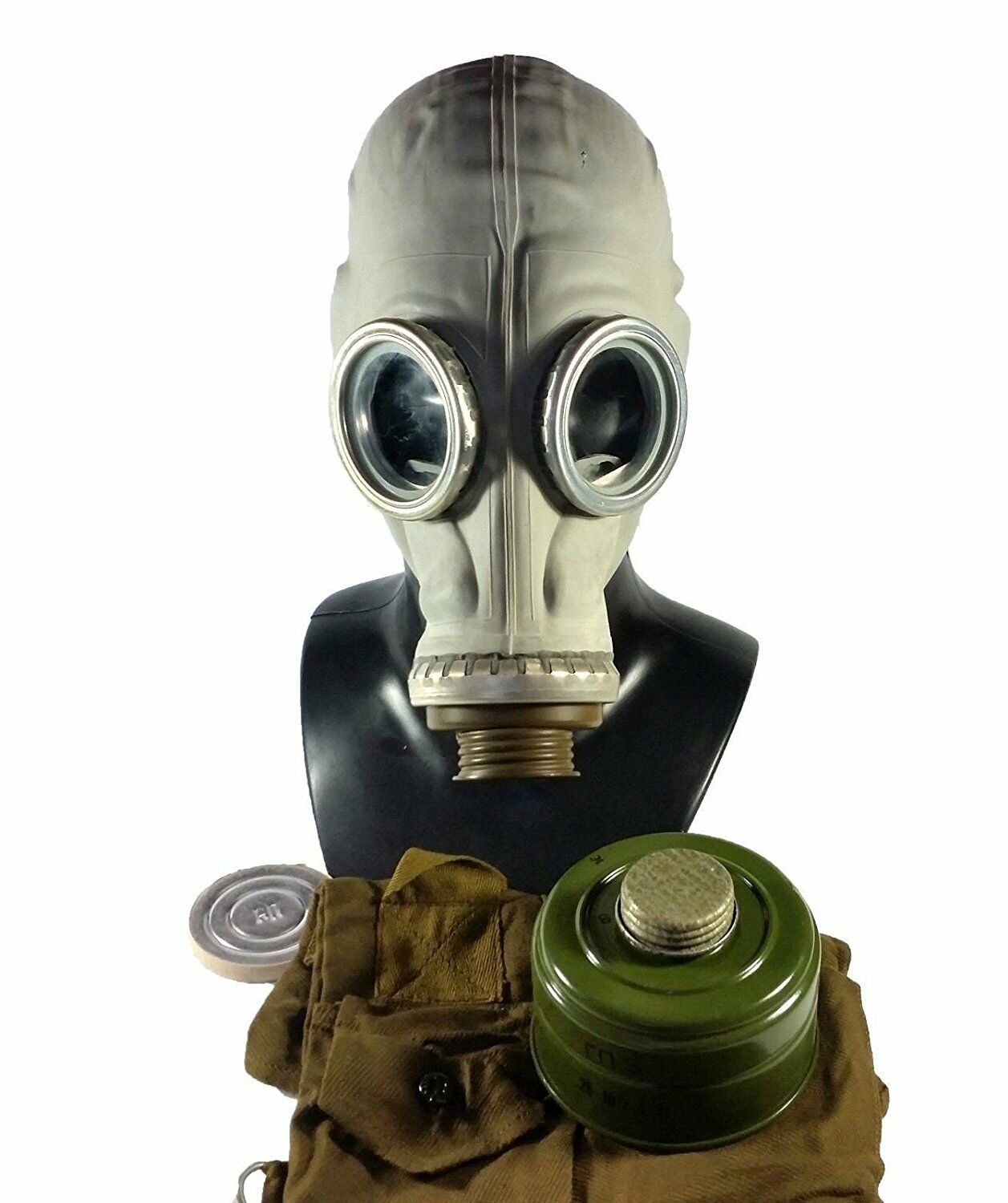 Soviet Russian Military Gas Mask Gp-5. Grey Rubber Full Set. Rare Size - Large
