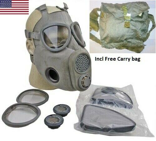 Full Face Nbc Gas Mask Respirator Military Czech M10 W/ Filters + Free Bag Nos