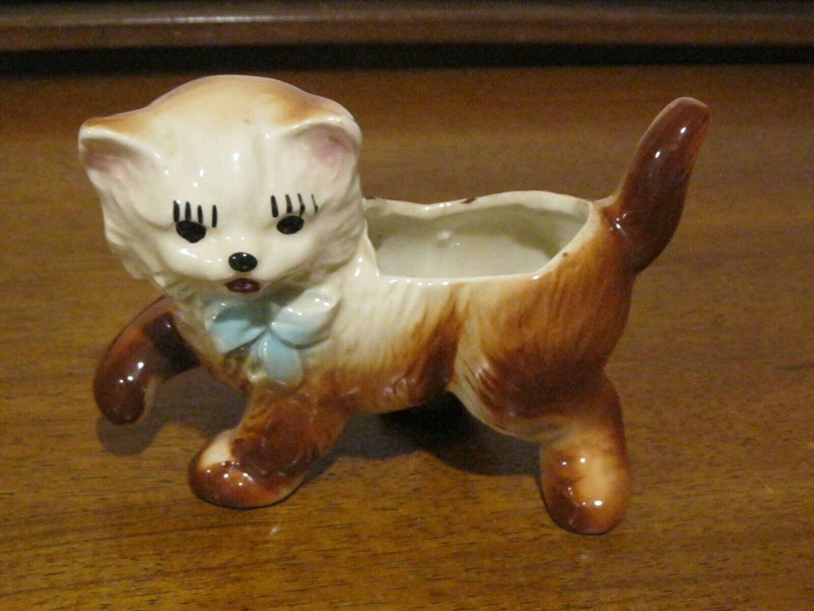 Vintage American Bisque Pottery Standing Cat Planter Heavy Pottery Perfect