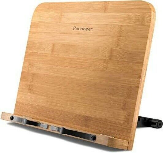 Bamboo Stand Large Size Reading Rest Cookbook Document Holder 6 Adjustable Angle