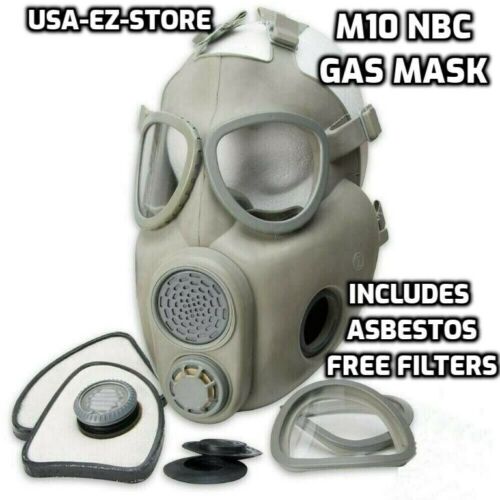 🔥premium Gas Mask Czech Military M10 Nbc Respirator Filters Full Face Coverage